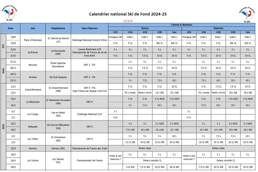 Calendrier national Fond
